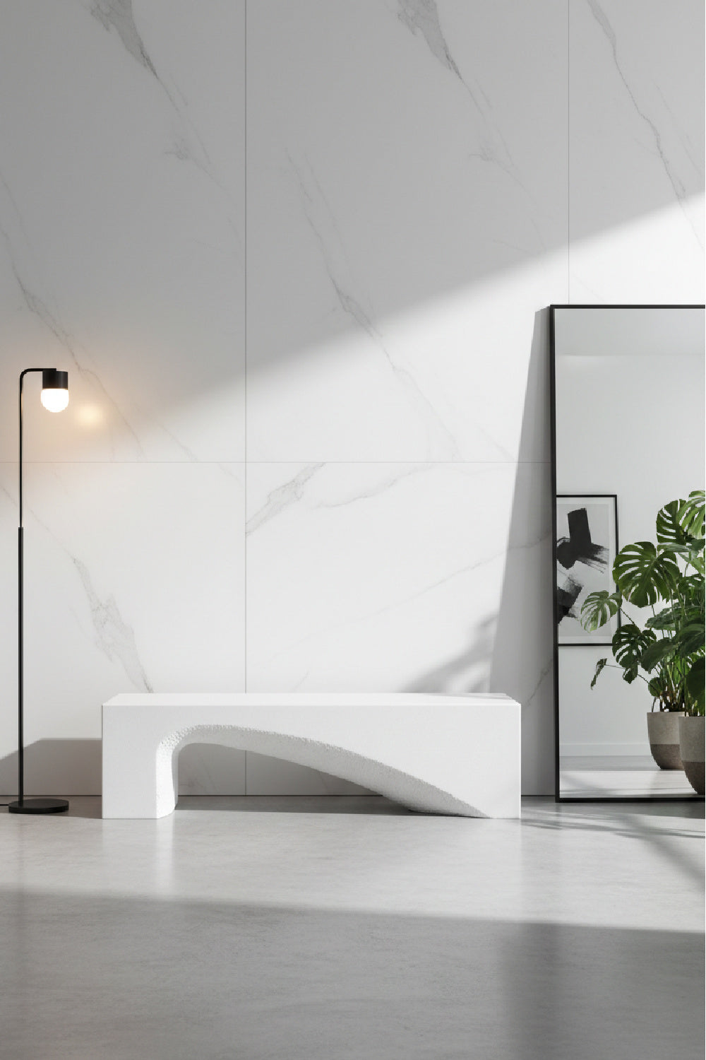 Modern European furniture - Textured Concrete Bench - www.oroa.com