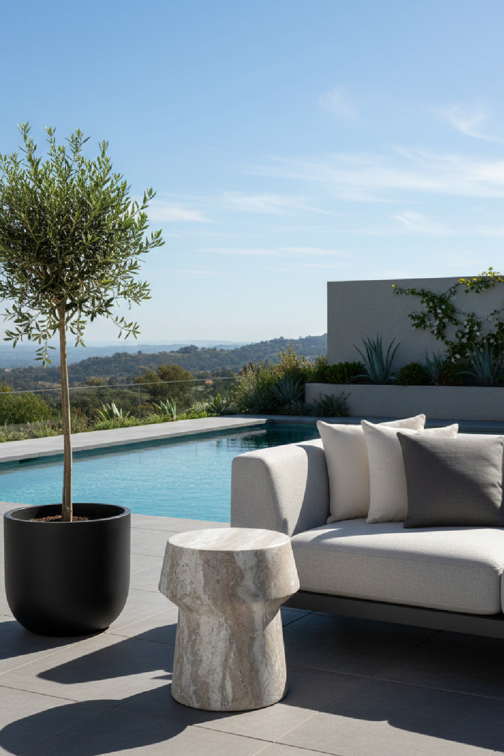 Modern European furniture - Marble Look Indoor/Outdoor End Table - www.oroa.com | Oroa.com