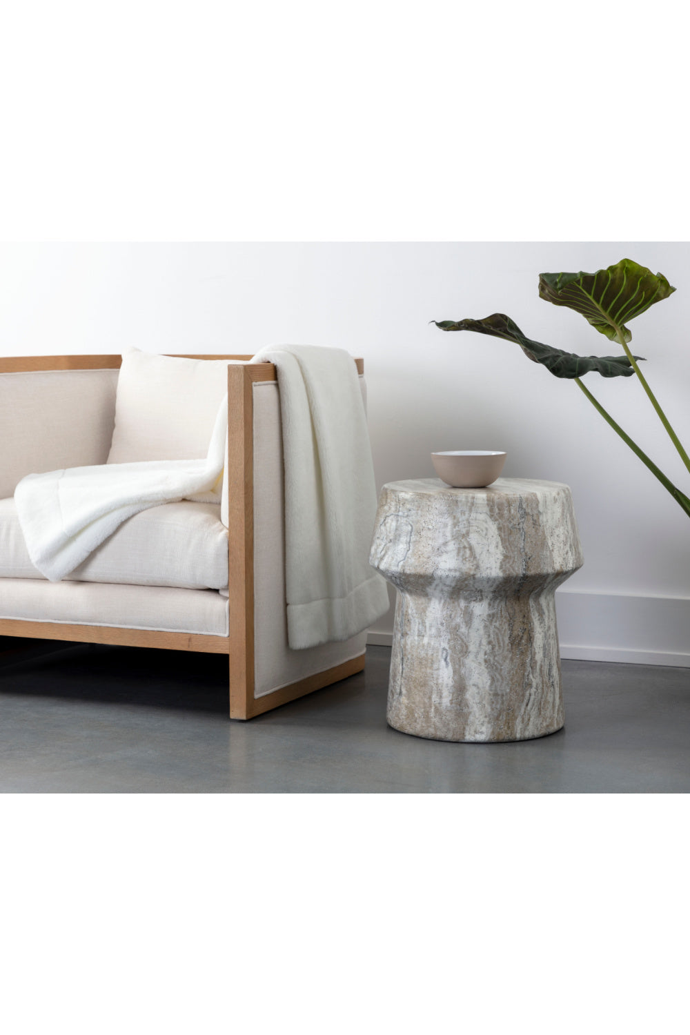 Modern European furniture - Marble Look Indoor/Outdoor End Table - www.oroa.com | Oroa.com