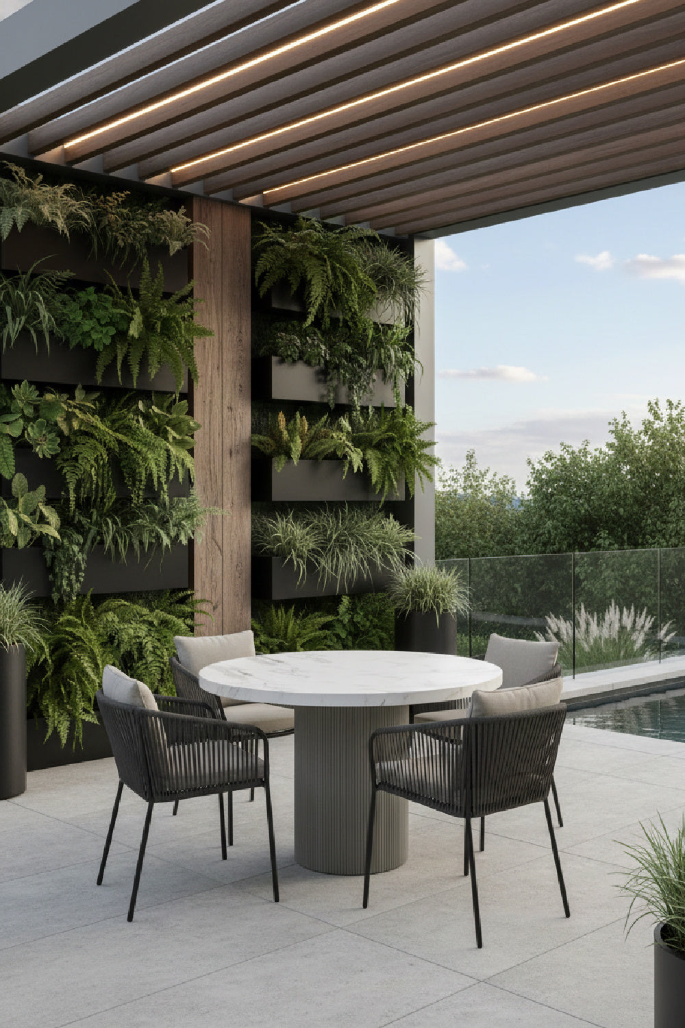 Modern European furniture - Round Marble-Look Indoor/Outdoor Dining Table - www.oroa.com