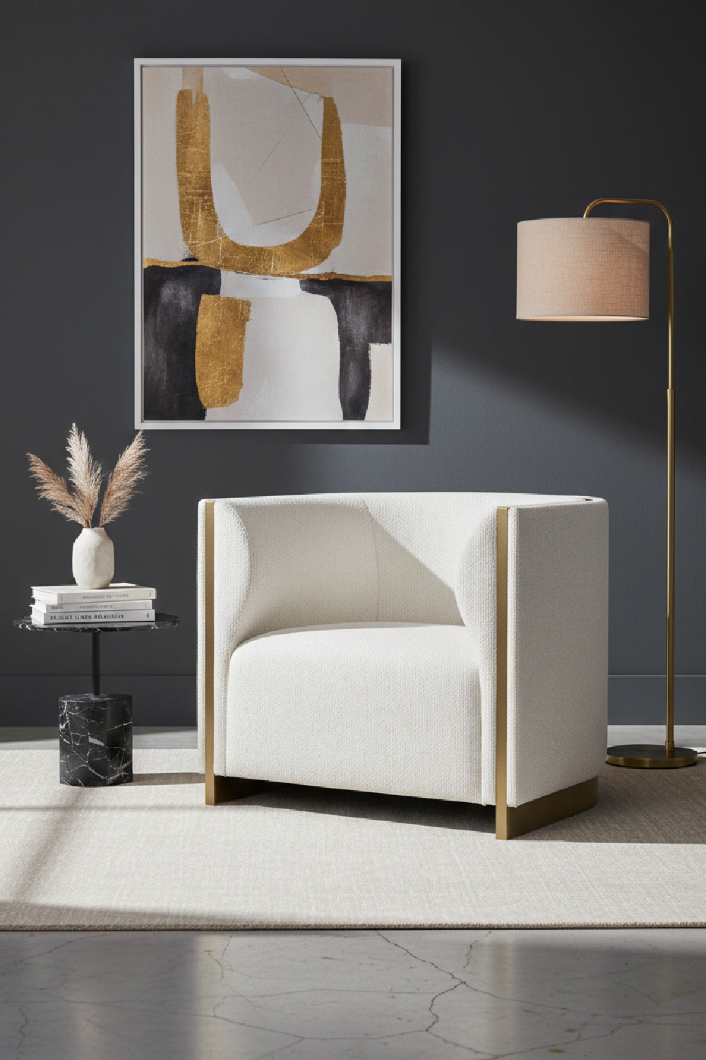 Modern European furniture - Gold Inlay Curved Lounge Chair - www.oroa.com | Oroa.com