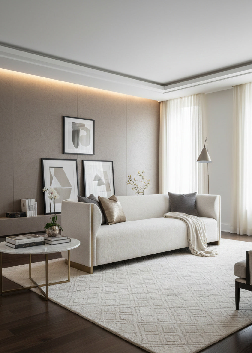Modern European furniture - Gold Inlay Curved Sofa - www.oroa.com | Oroa.com