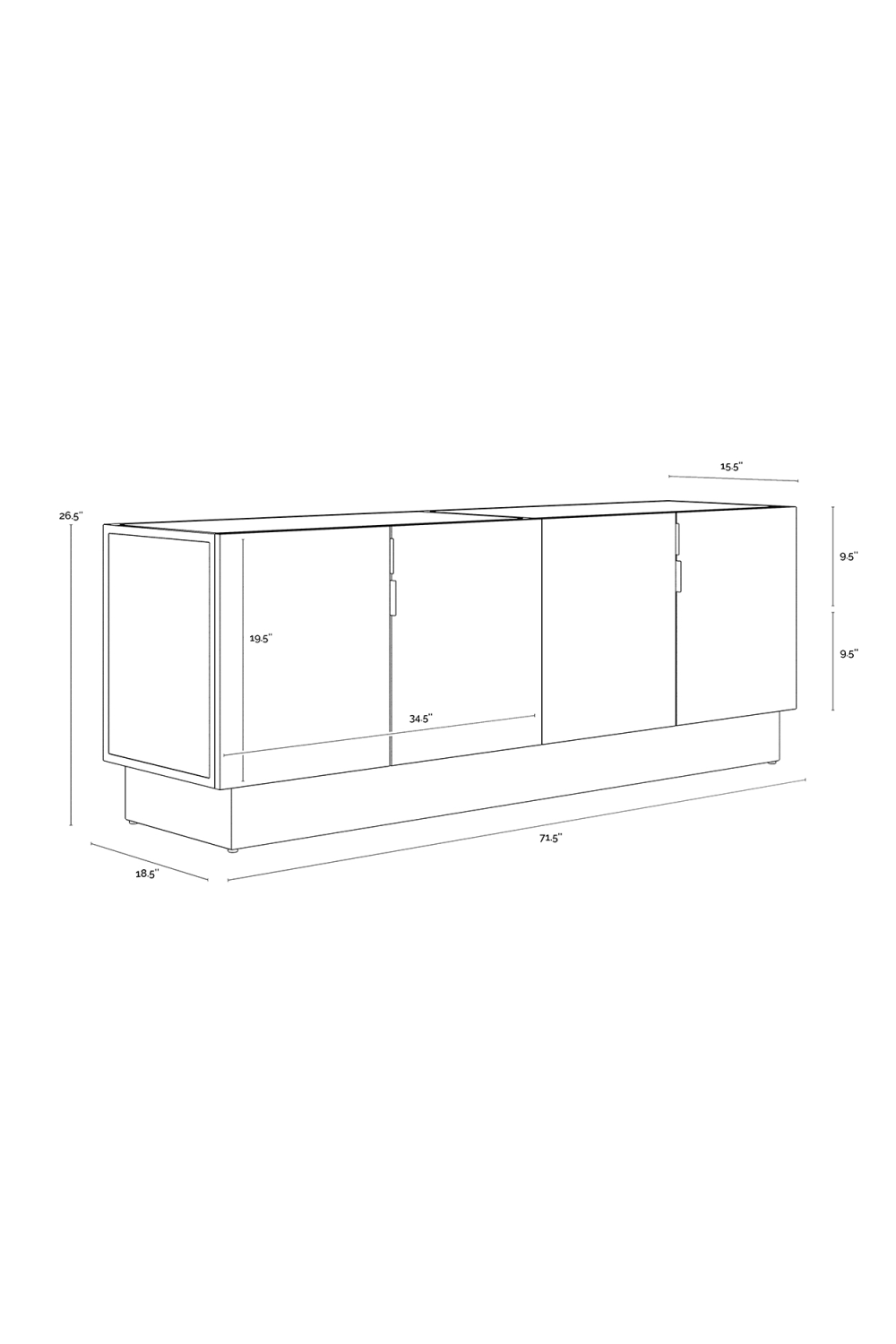 Modern European furniture - Antique Silver 4-Door Sideboard - www.oroa.com | Oroa.com