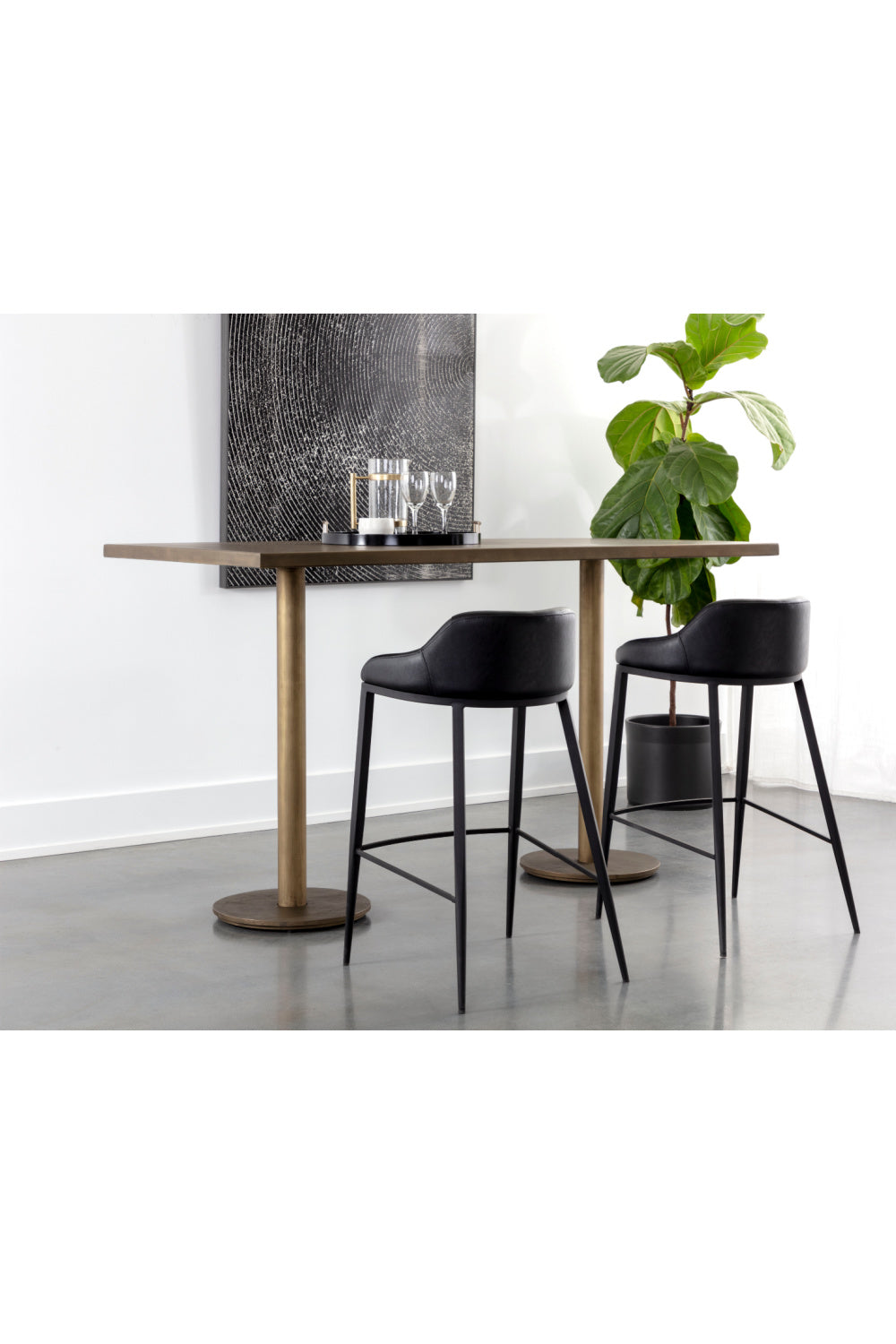 Modern European furniture - Antique Brass Rectangular Bar Table - www.oroa.com