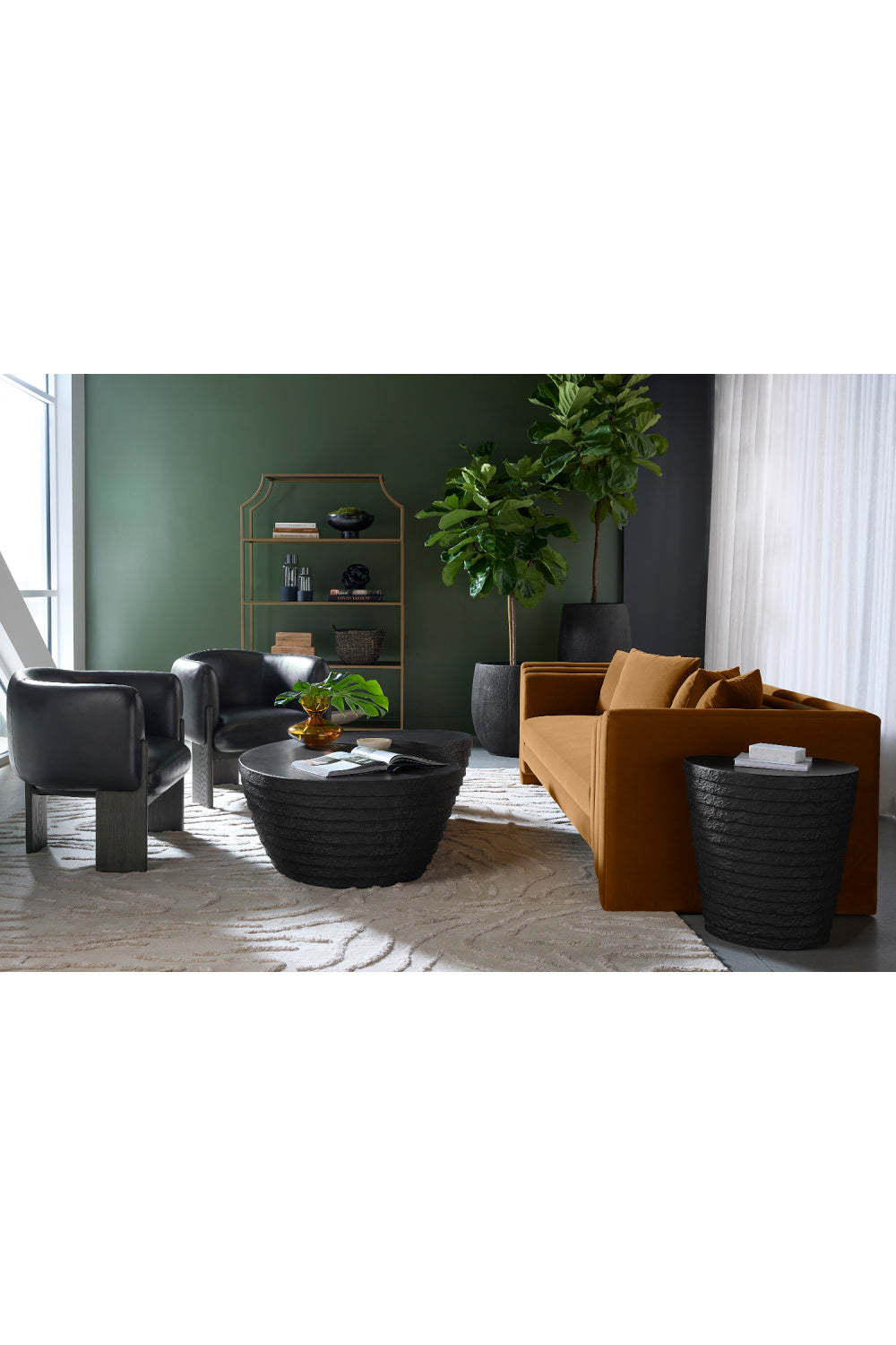 Modern European furniture - Black Ridged Indoor/Outdoor End Table - www.oroa.com | Oroa.com