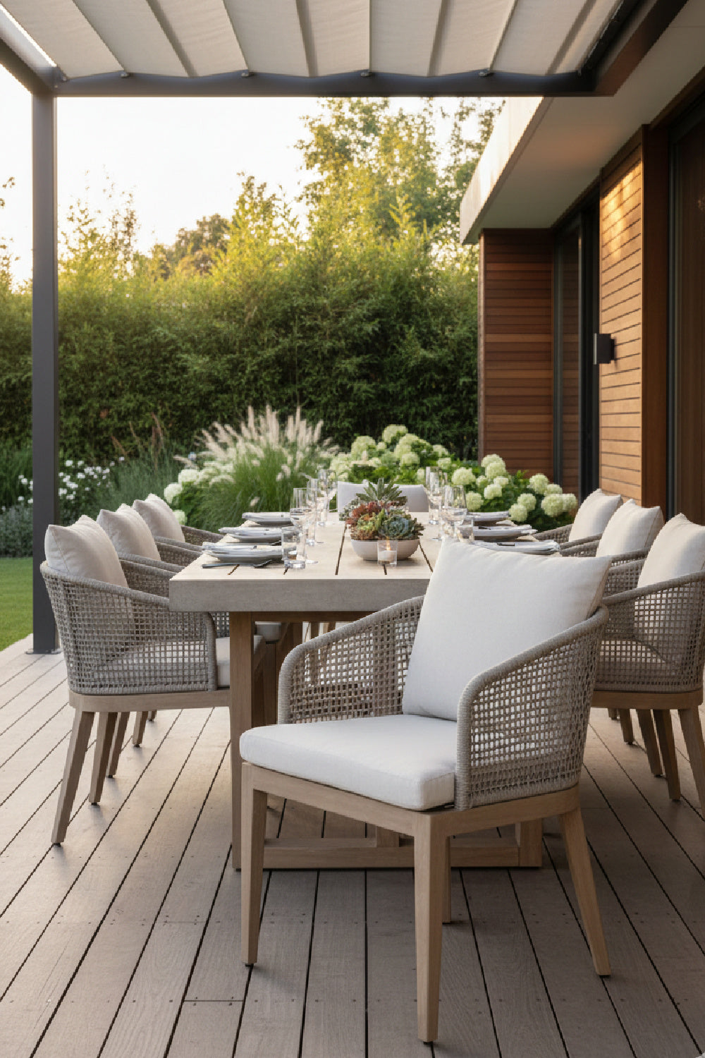 Modern European furniture - Contemporary Indoor/Outdoor Weave & Teak Dining Chair - www.oroa.com | Oroa.com