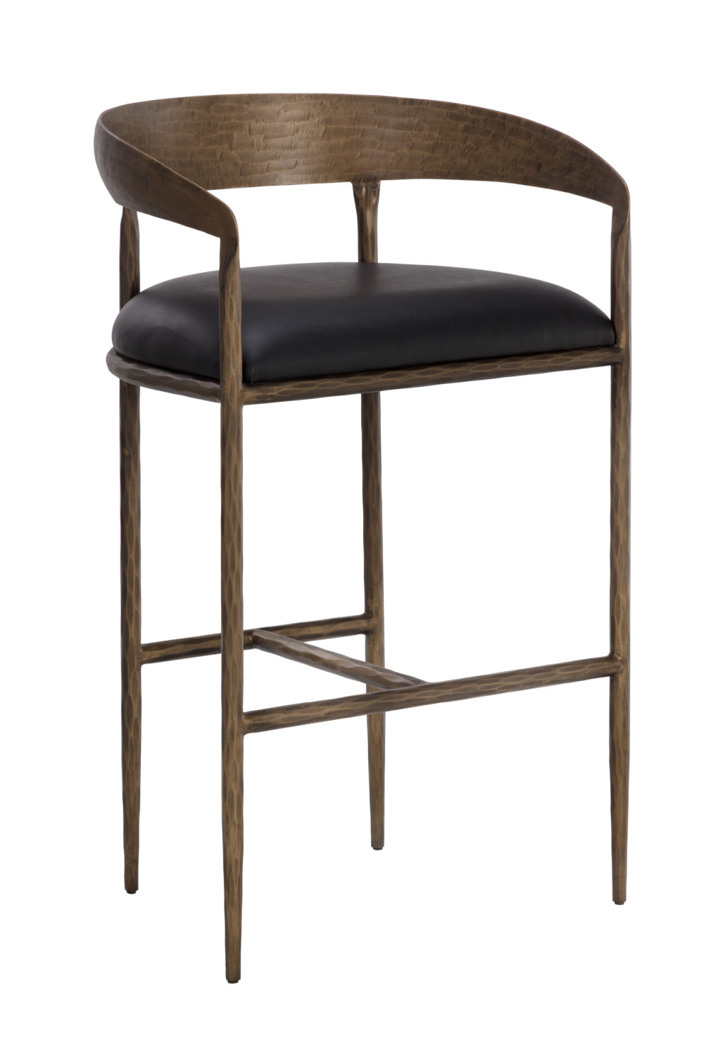 Modern European furniture - Hammered Metal Leather Bar Stool - www.oroa.com | Oroa.com