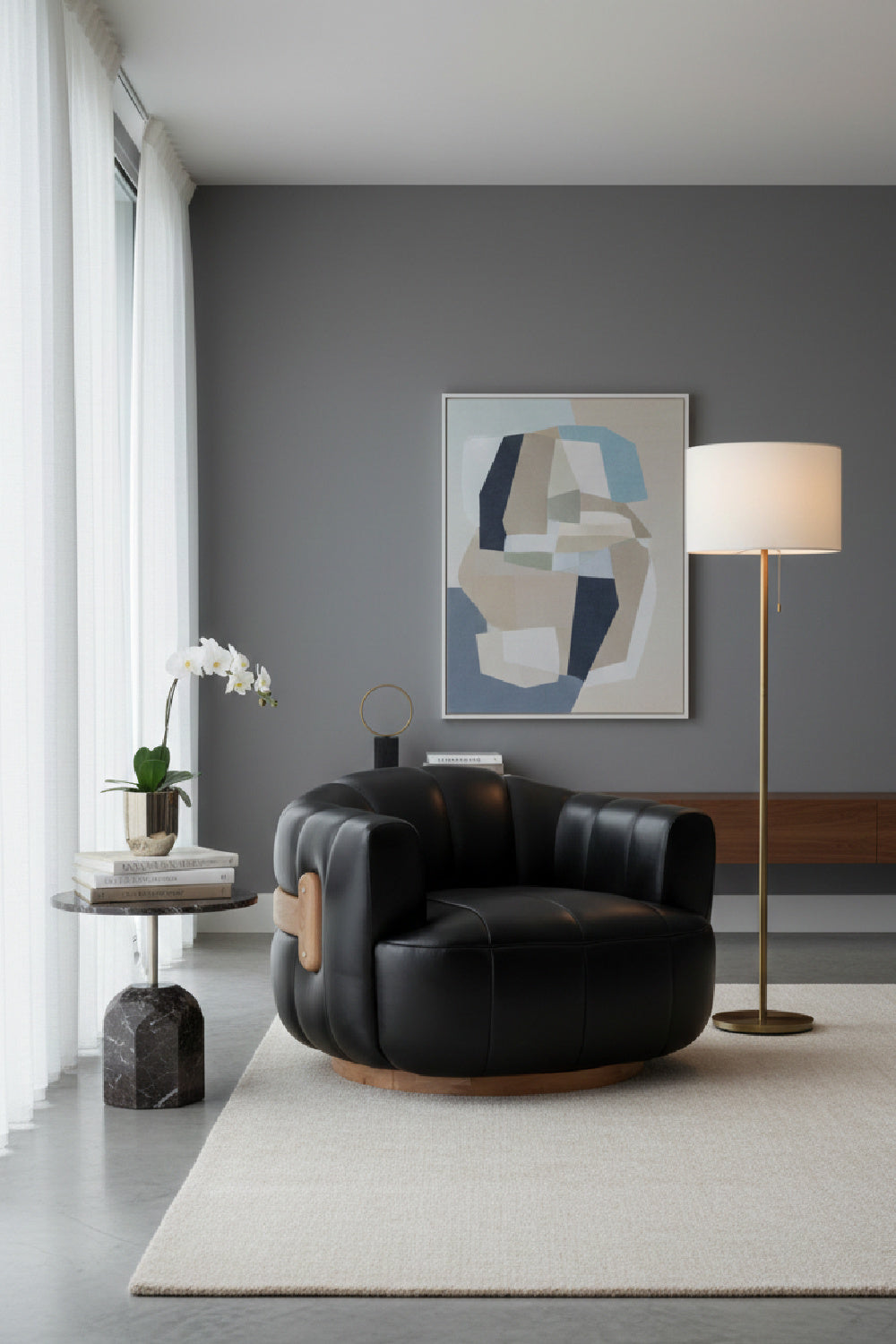 Modern European furniture - Oak Base Barrel Swivel Armchair - www.oroa.com | Oroa.com