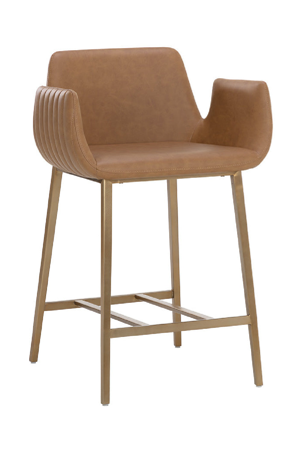 Modern European furniture - Leather-Look Channeled Arm Counter Stool - www.oroa.com | Oroa.com