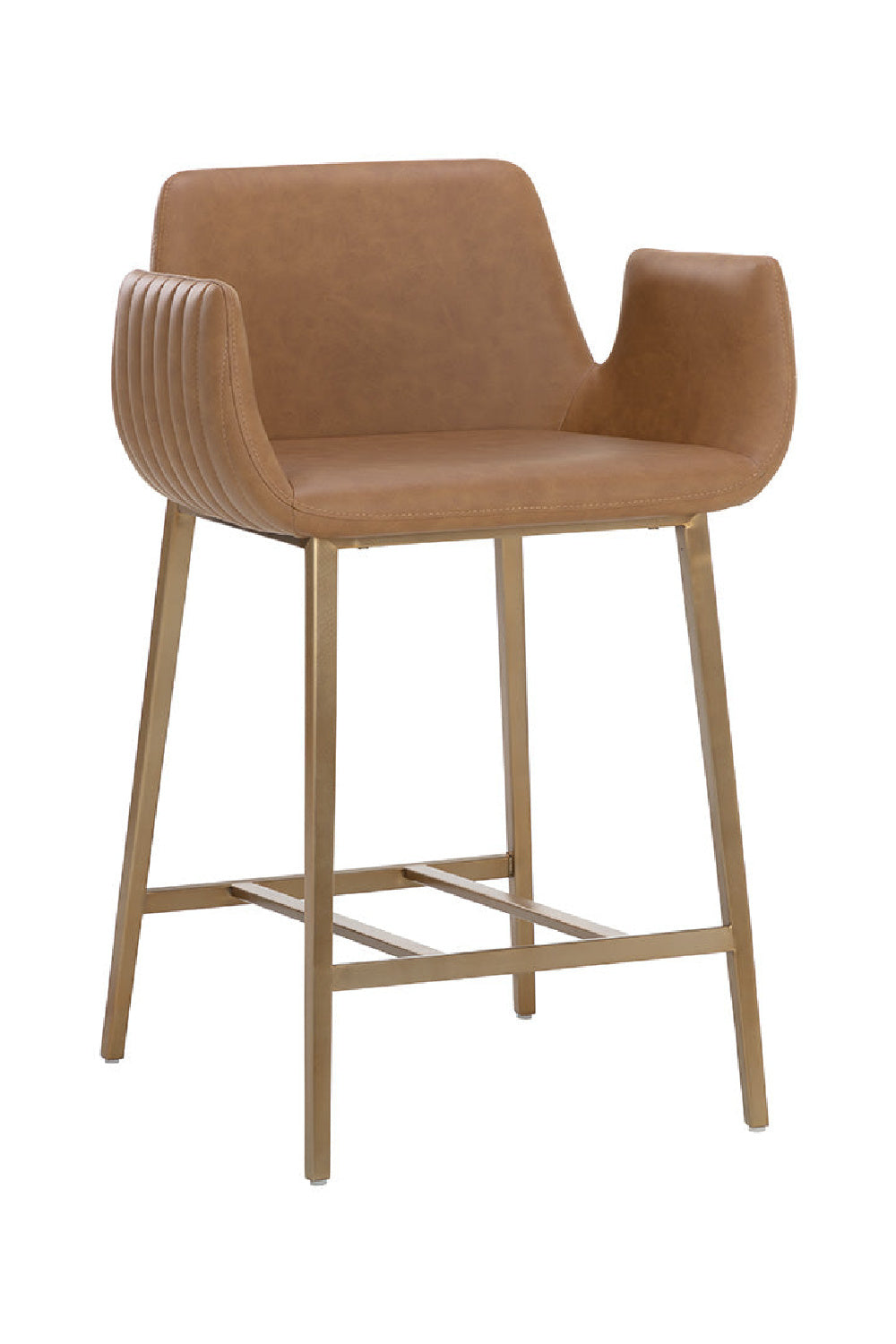 Modern European furniture - Leather-Look Channeled Arm Counter Stool - www.oroa.com | Oroa.com