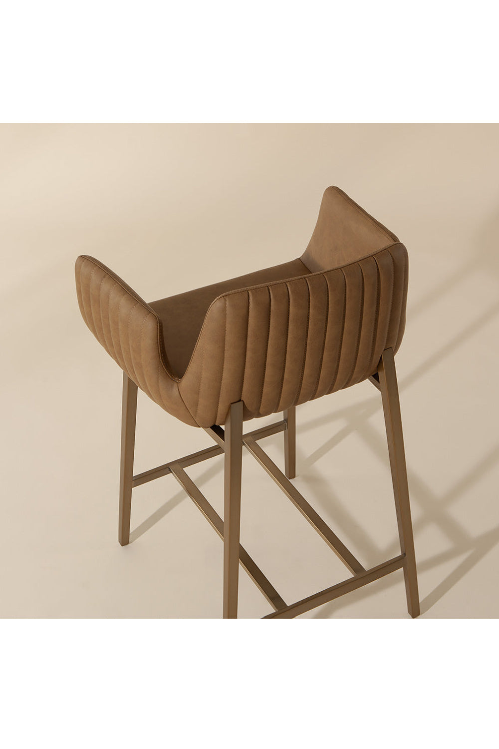 Modern European furniture - Leather-Look Channeled Arm Counter Stool - www.oroa.com | Oroa.com
