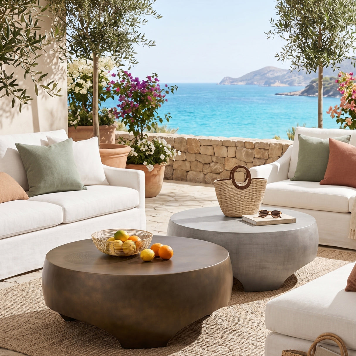 Round Indoor/Outdoor Coffee Table with Open Arches | Oroa.com