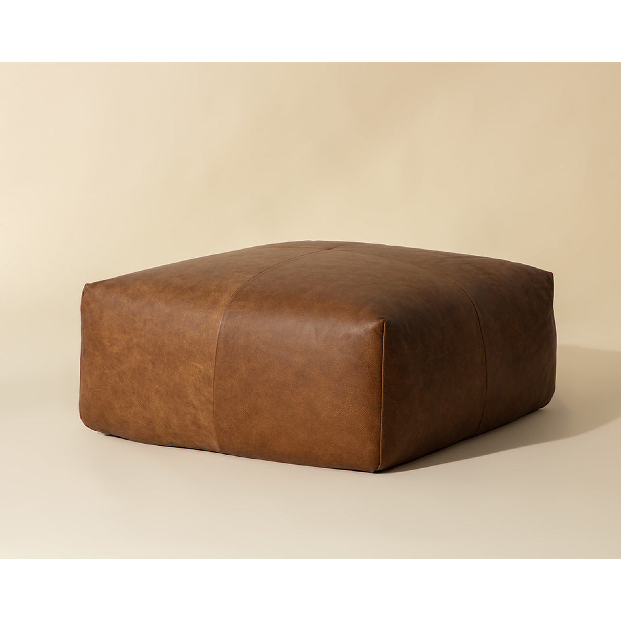 Modern European furniture - Brown Leather Square Ottoman - www.oroa.com