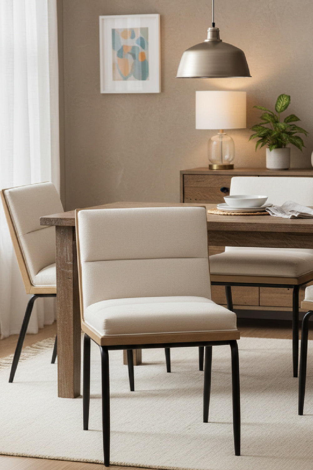 Modern European furniture - Channeled White Muslin Dining Chairs (2) - www.oroa.com | Oroa.com