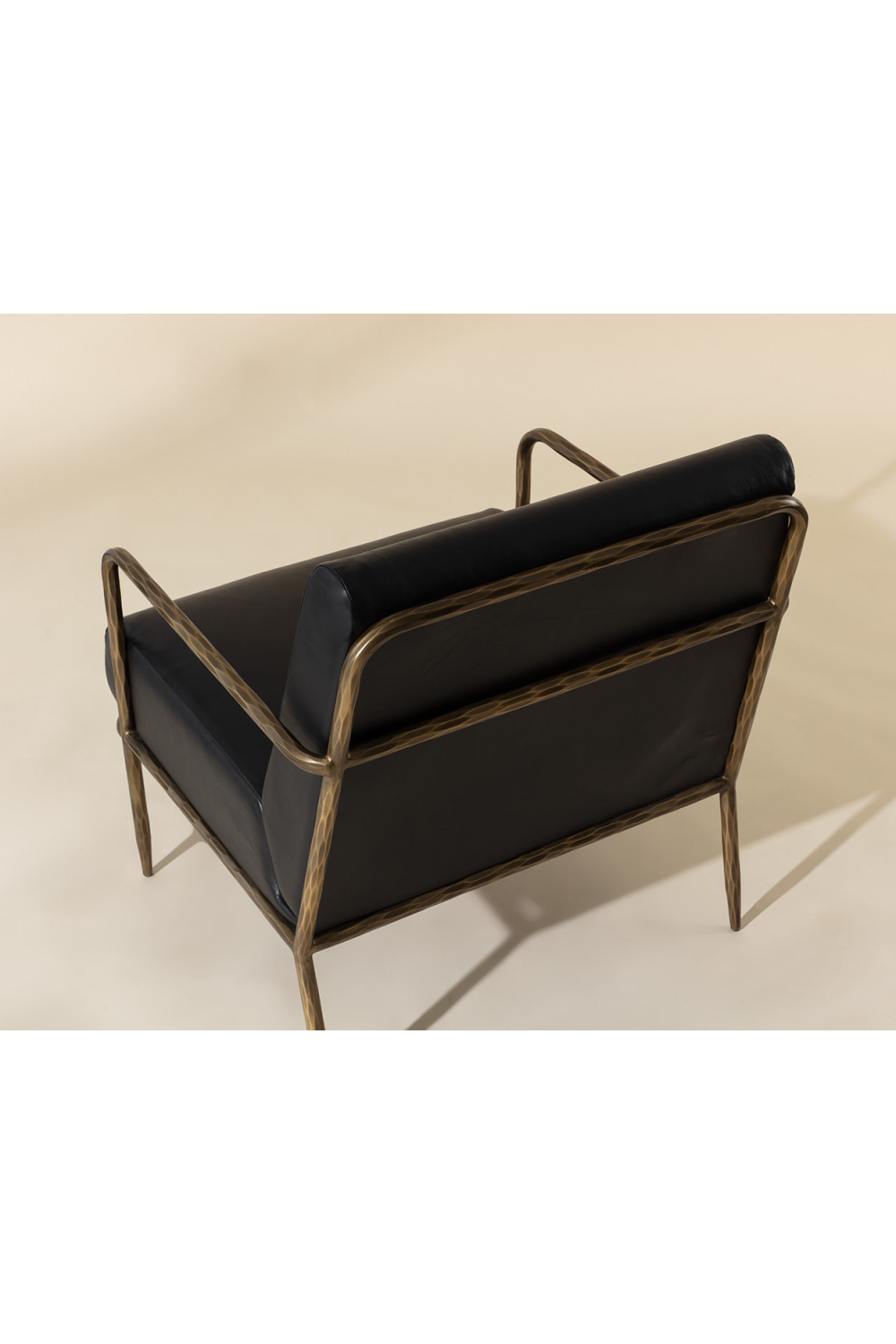 Modern European furniture - Hammered Brass Leather Lounge Chair - www.oroa.com