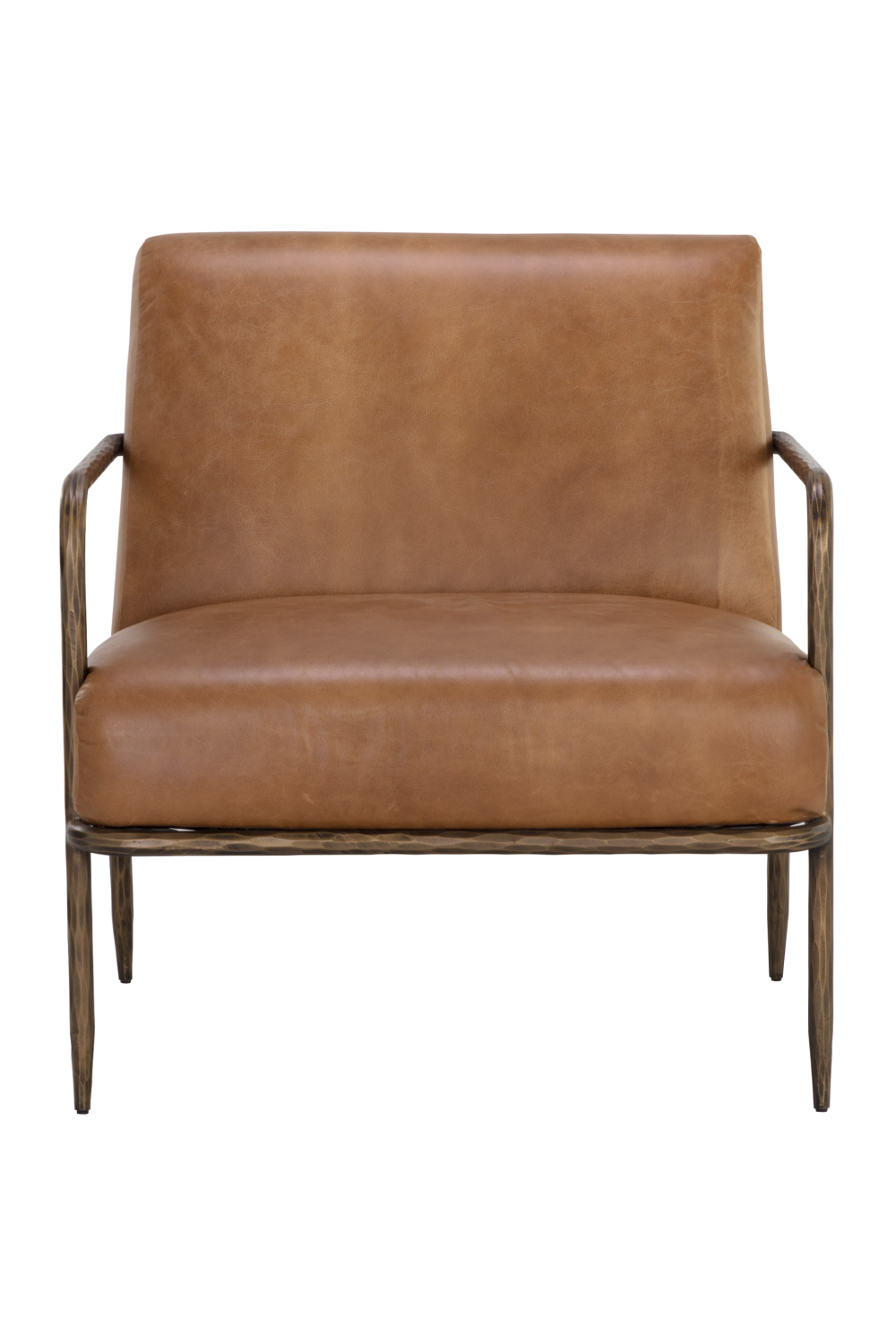 Modern European furniture - Hammered Brass Leather Lounge Chair - www.oroa.com