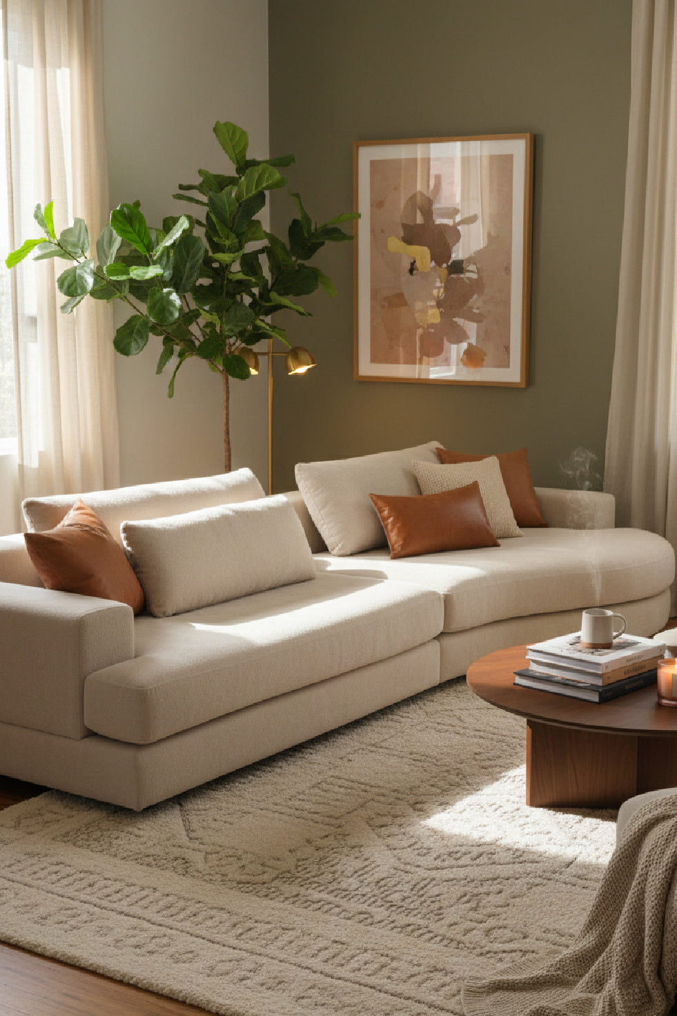 Modern European furniture - Cream Curved Seat Sofa - www.oroa.com | Oroa.com