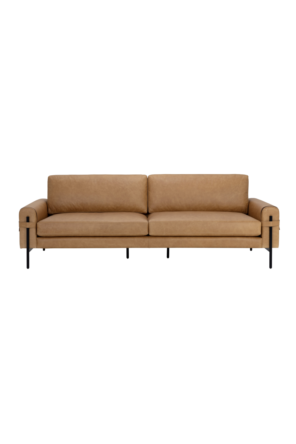 Modern European furniture - Brown Leather Strapped Sofa - www.oroa.com