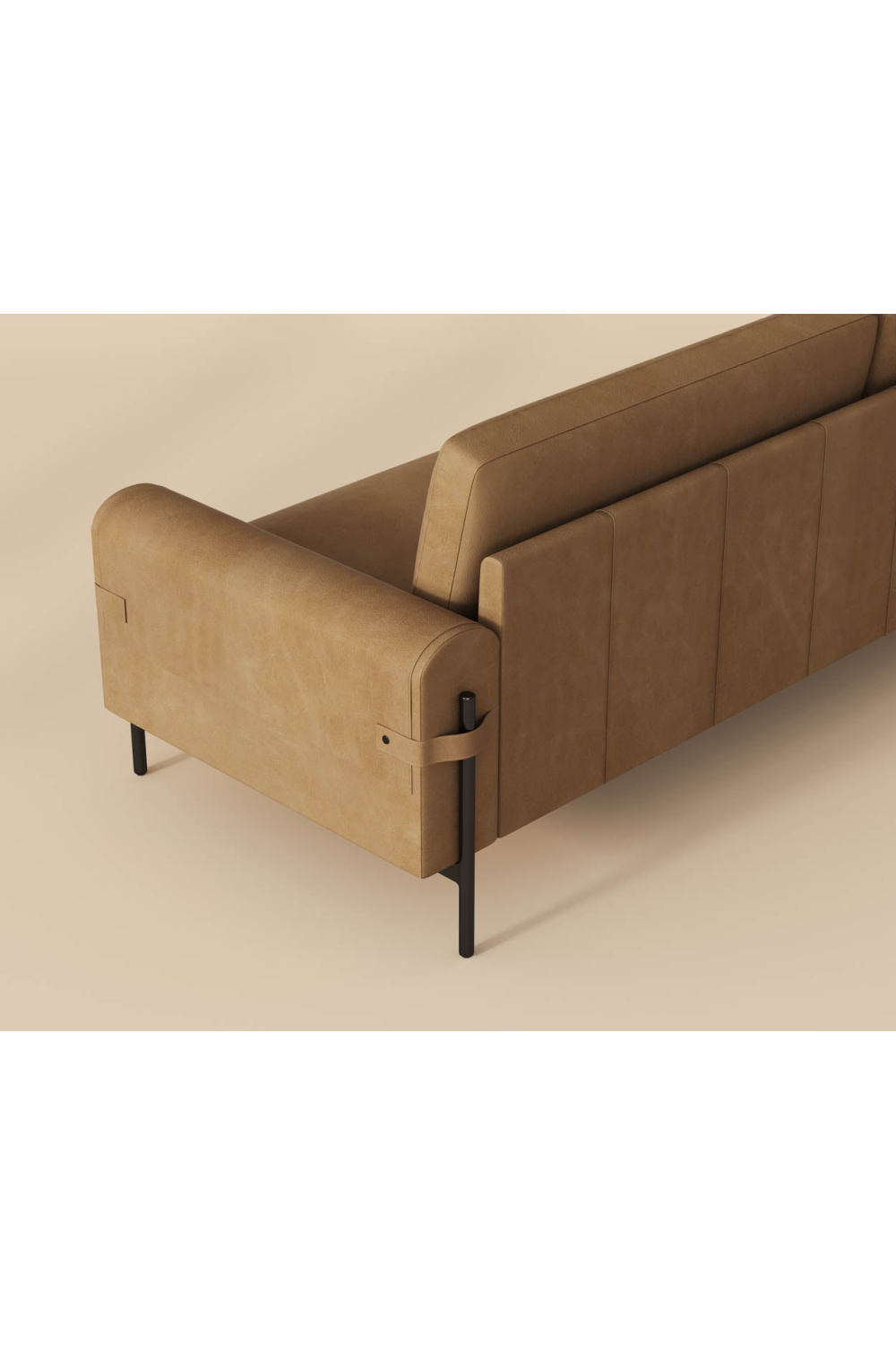 Modern European furniture - Brown Leather Strapped Sofa - www.oroa.com