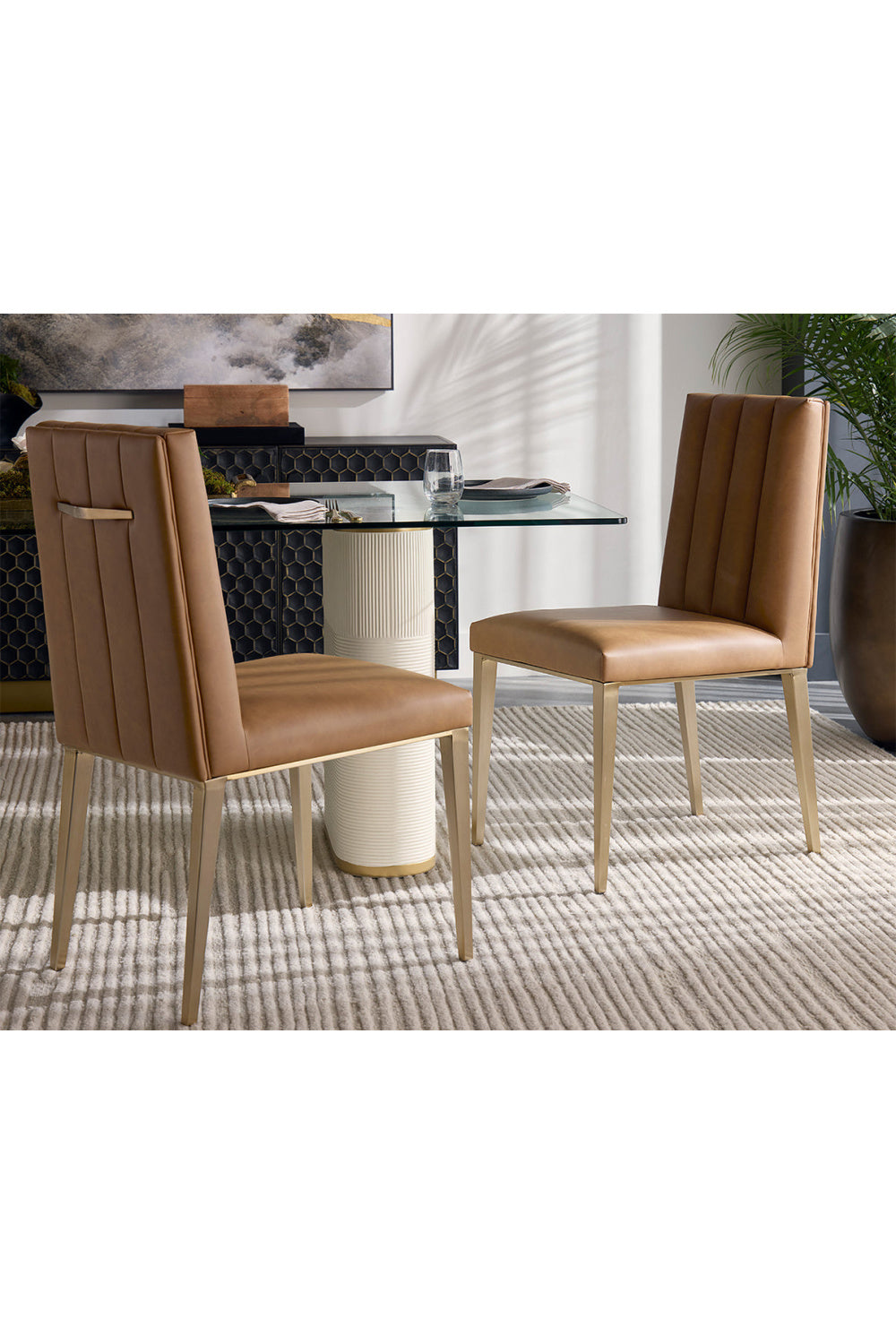 Modern European furniture - Vertical Channeled Dining Chairs (2) - www.oroa.com | Oroa.com