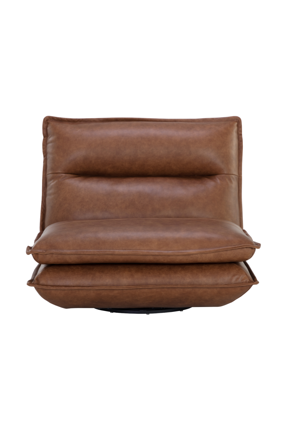 Modern European furniture - Brown Leather Swivel Armless Chair - www.oroa.com