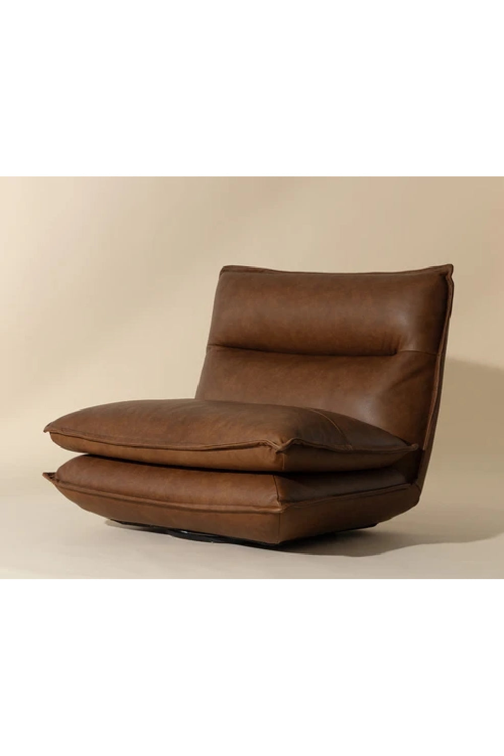 Modern European furniture - Brown Leather Swivel Armless Chair - www.oroa.com