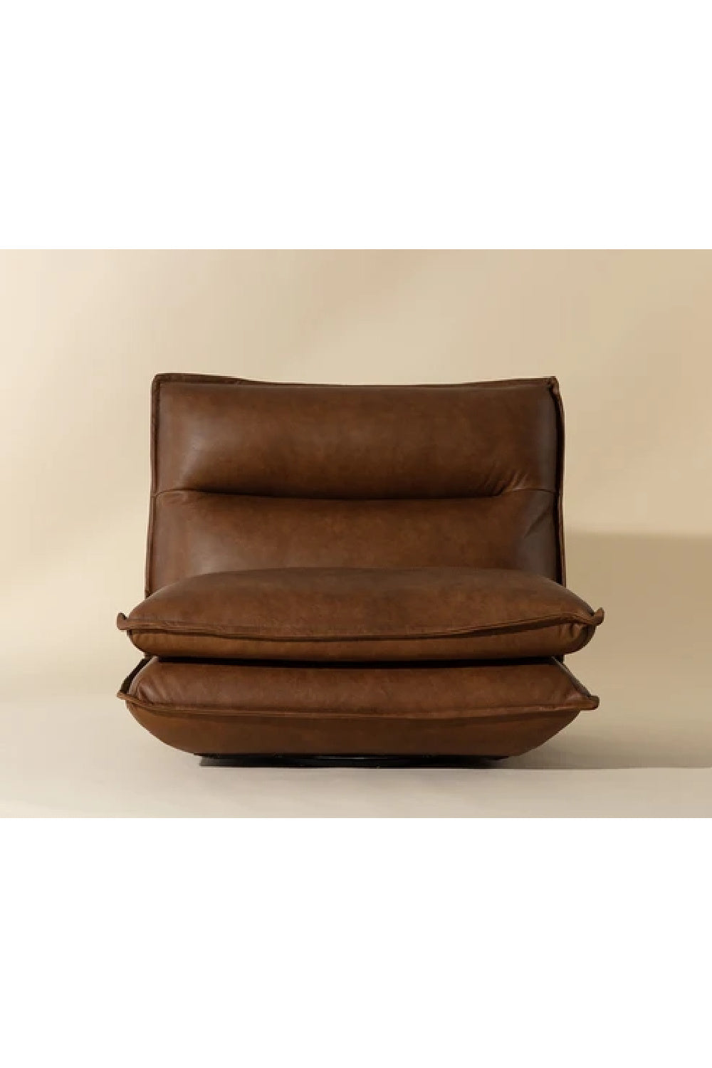 Modern European furniture - Brown Leather Swivel Armless Chair - www.oroa.com