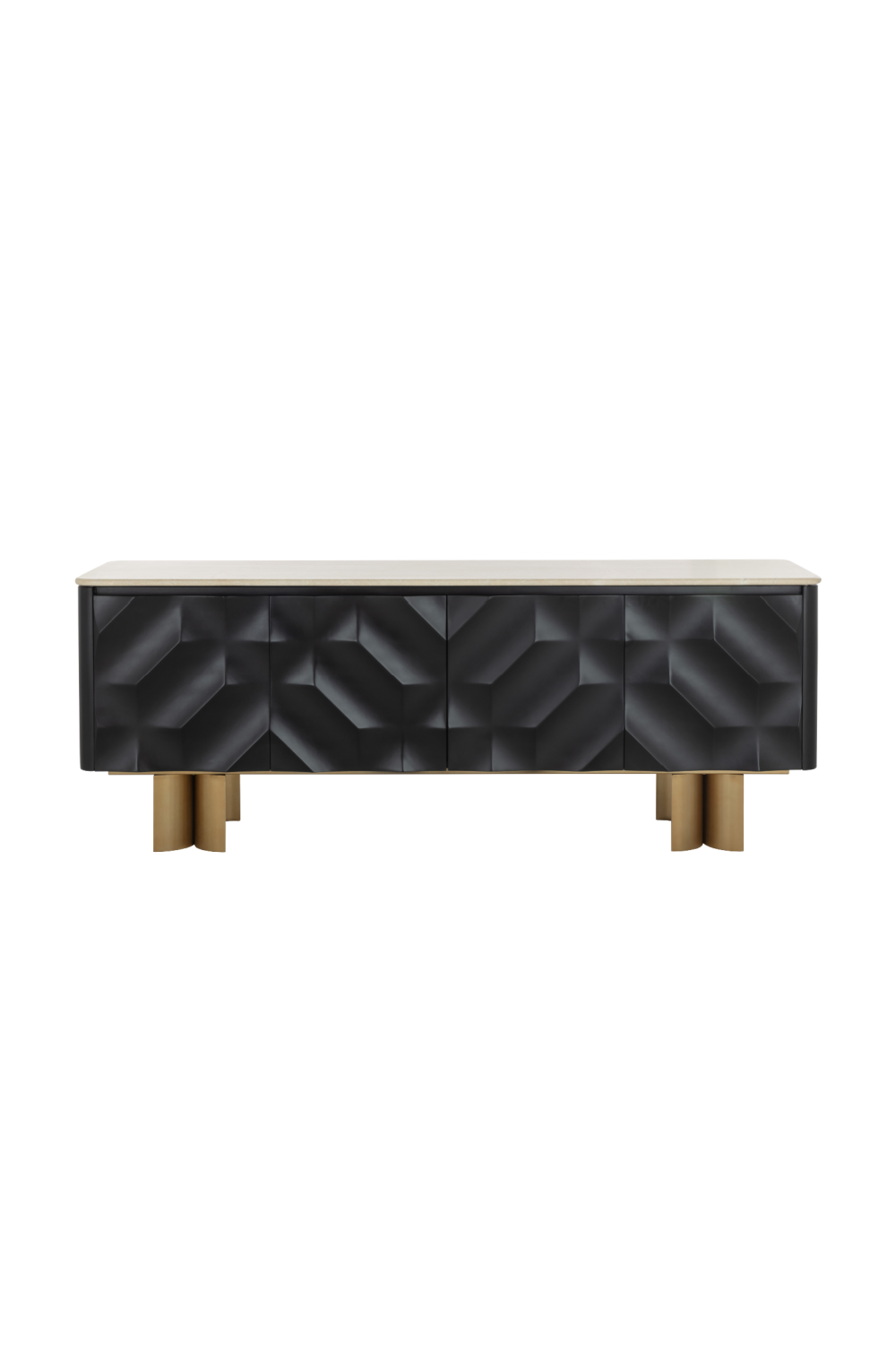 Modern European furniture - Faceted Black 4-Door Sideboard - www.oroa.com | Oroa.com