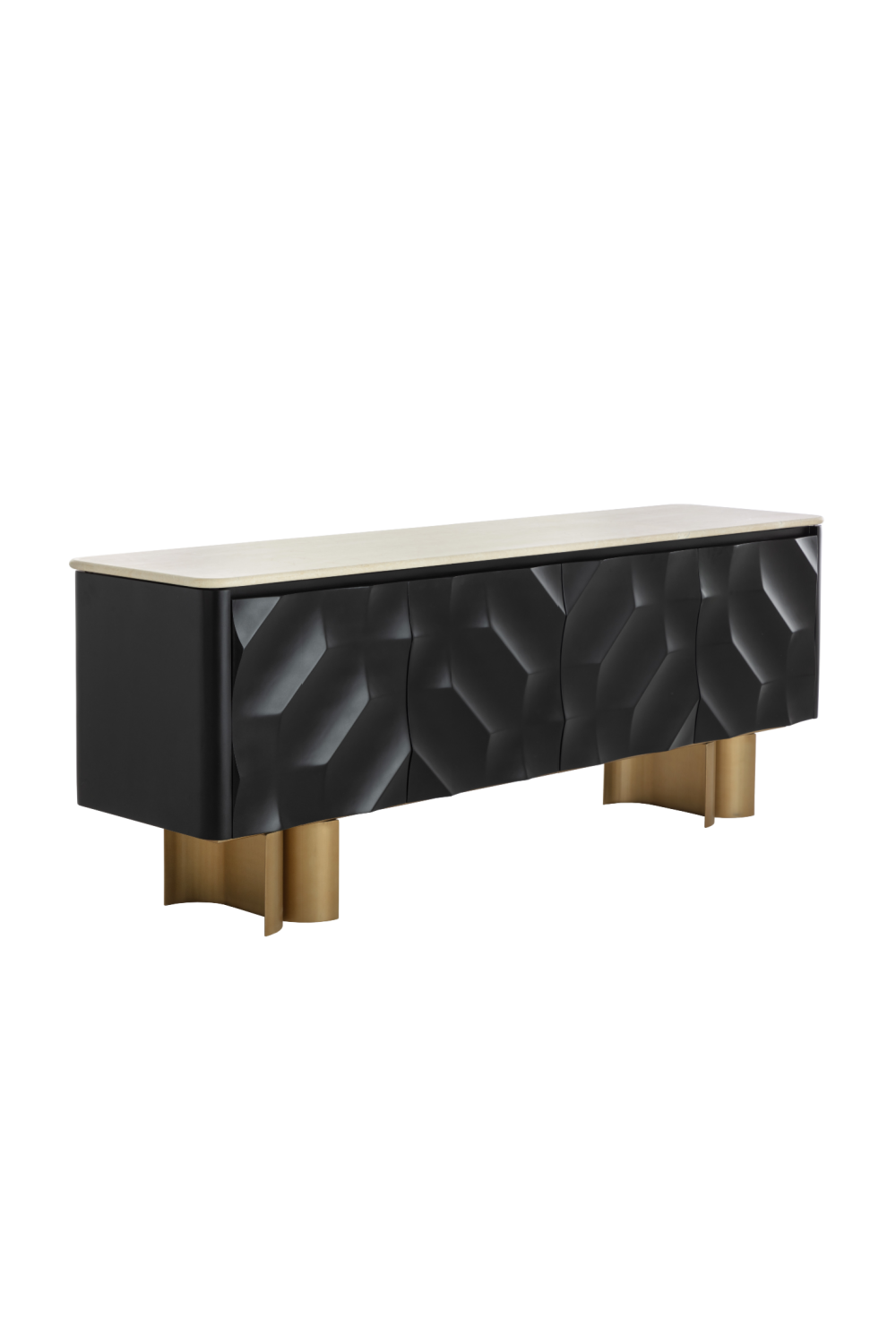 Modern European furniture - Faceted Black 4-Door Sideboard - www.oroa.com | Oroa.com