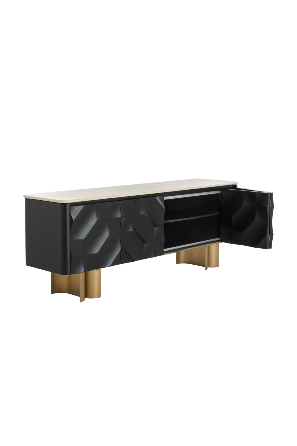 Modern European furniture - Faceted Black 4-Door Sideboard - www.oroa.com | Oroa.com