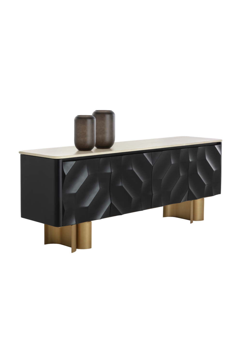 Modern European furniture - Faceted Black 4-Door Sideboard - www.oroa.com | Oroa.com