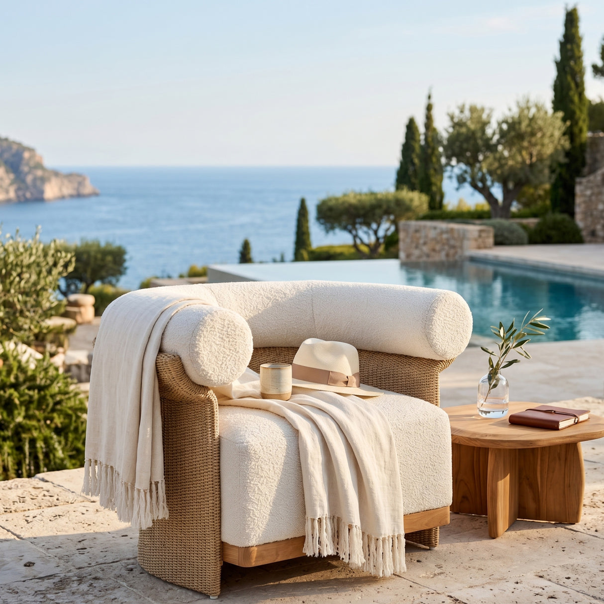 Woven Wicker Indoor/Outdoor Lounge Chair | Oroa.com