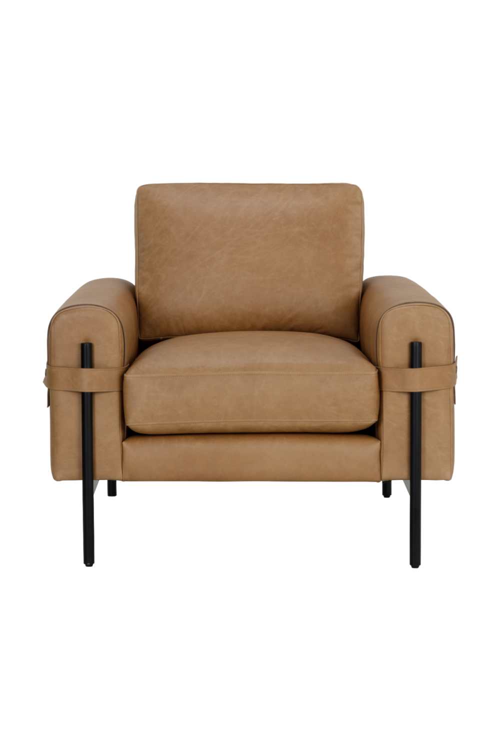 Modern European furniture - Strapped Brown Leather Lounge Chair - www.oroa.com