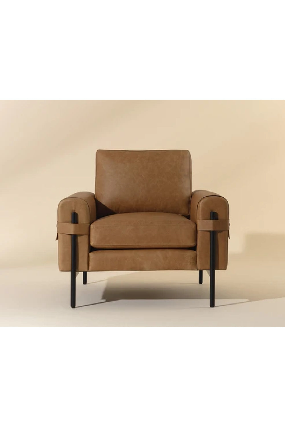 Modern European furniture - Strapped Brown Leather Lounge Chair - www.oroa.com