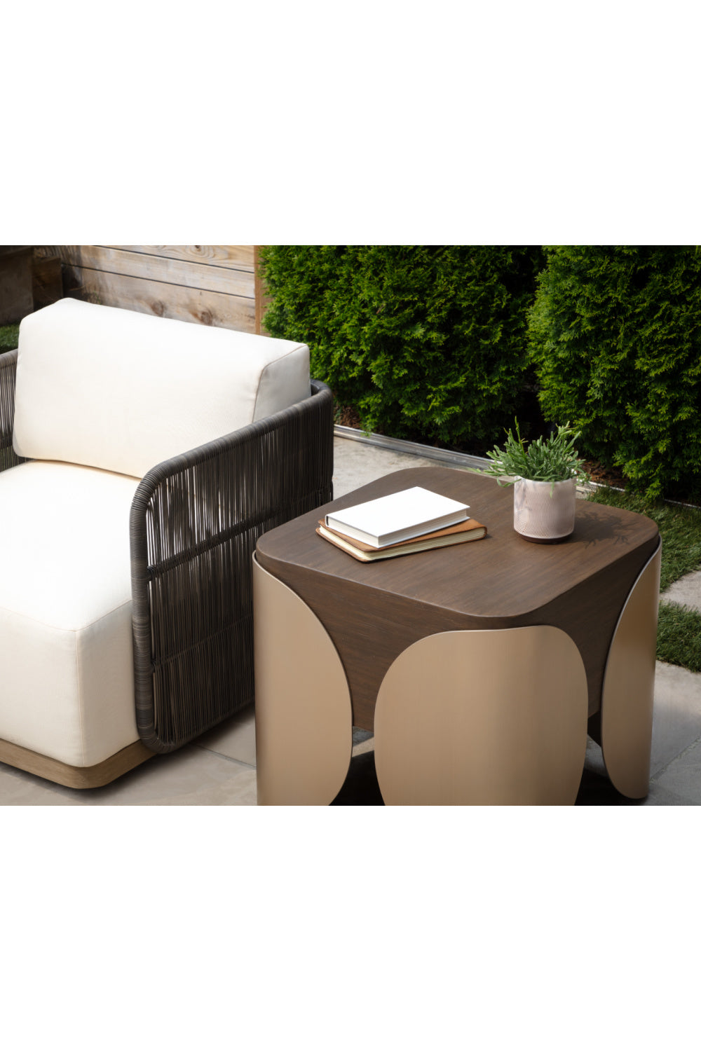 Modern European furniture - Timber Effect Indoor/Outdoor Side Table - www.oroa.com