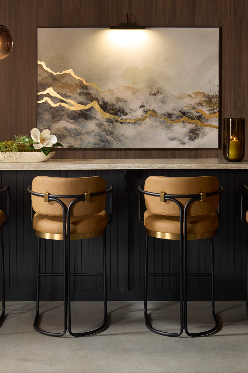 Modern European furniture - Iron Framed Leather-Look Bar Stool - www.oroa.com | Oroa.com