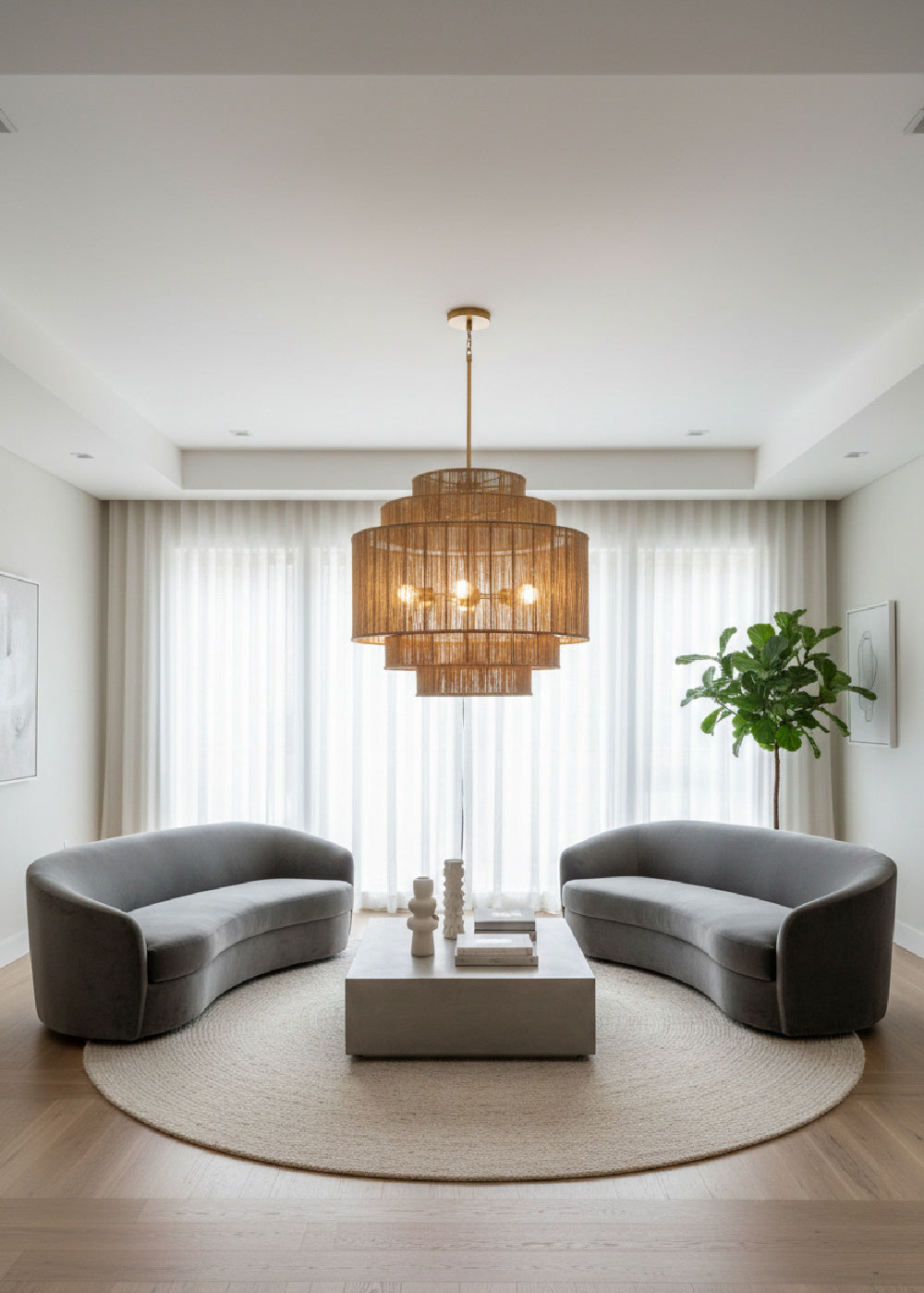 Modern European furniture - Tiered Jute Chandelier - www.oroa.com | Oroa.com