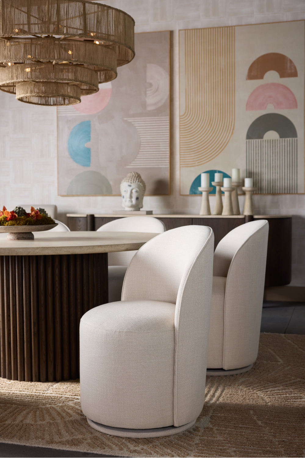 Modern European furniture - Cream Marble Round Dining Table - www.oroa.com | Oroa.com