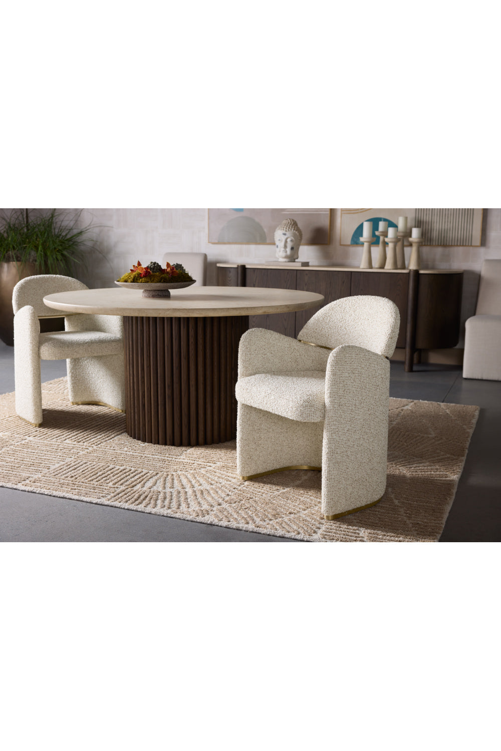 Modern European furniture - Cream Marble Round Dining Table - www.oroa.com | Oroa.com