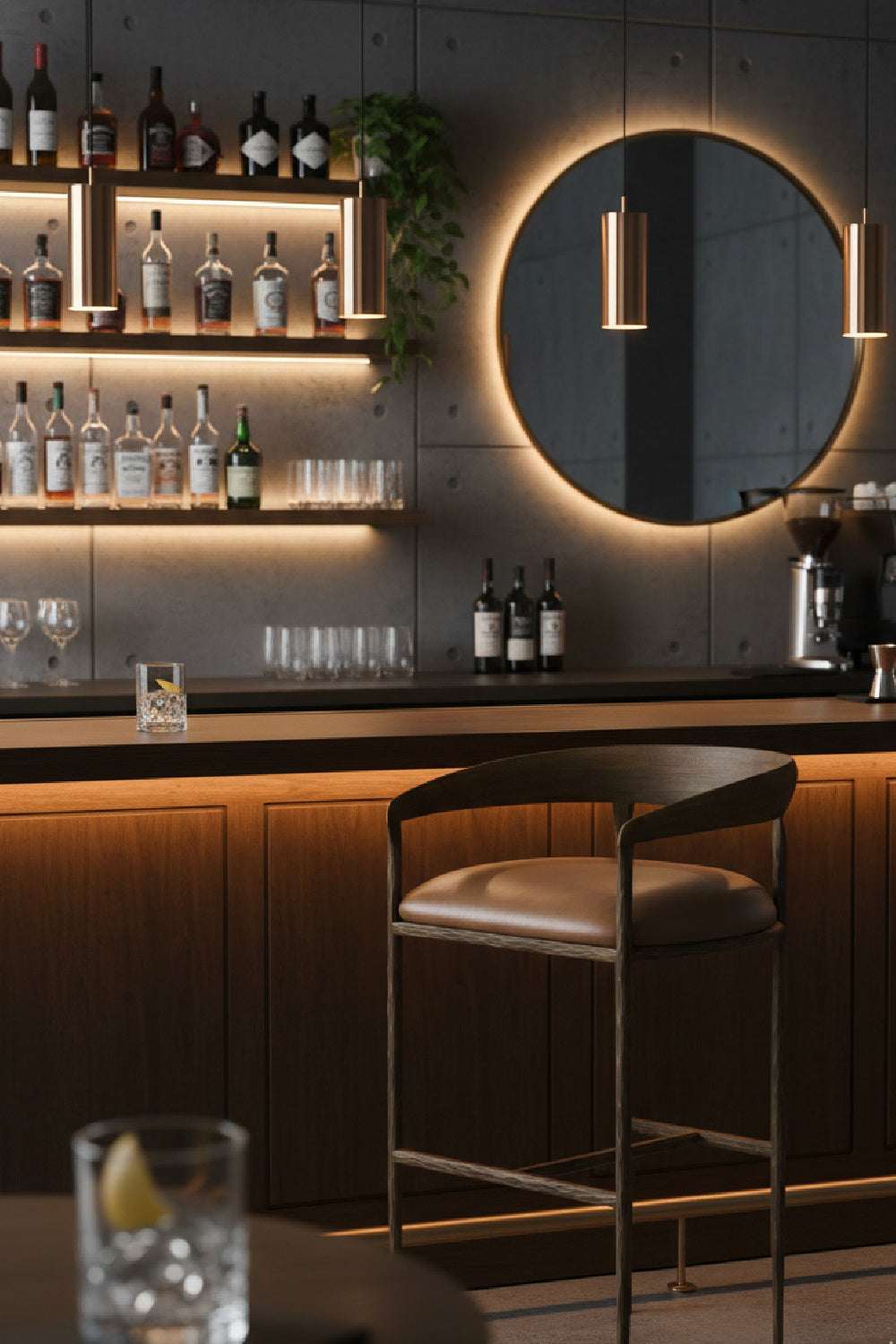 Modern European furniture - Hammered Metal Leather Bar Stool - www.oroa.com | Oroa.com