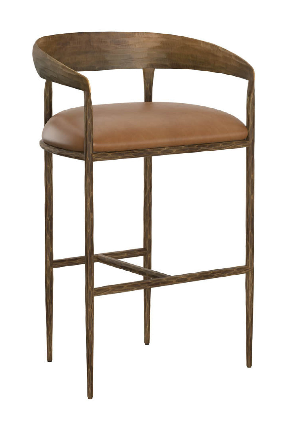 Modern European furniture - Hammered Metal Leather Bar Stool - www.oroa.com | Oroa.com