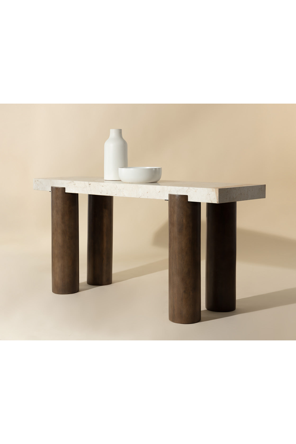 Modern European furniture - Cream Breccia Marble Console Table - www.oroa.com | Oroa.com