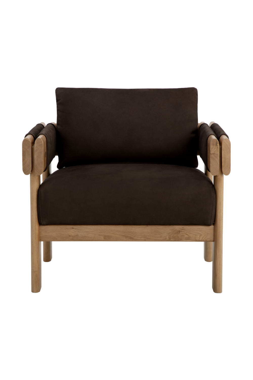 Modern European furniture - Oak Framed Leather Lounge Chair - www.oroa.com