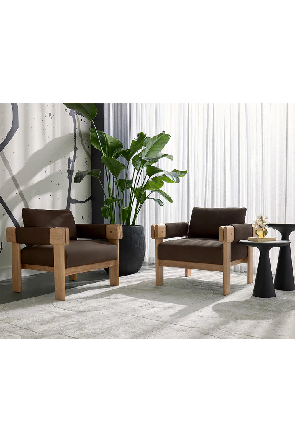 Modern European furniture - Oak Framed Leather Lounge Chair - www.oroa.com