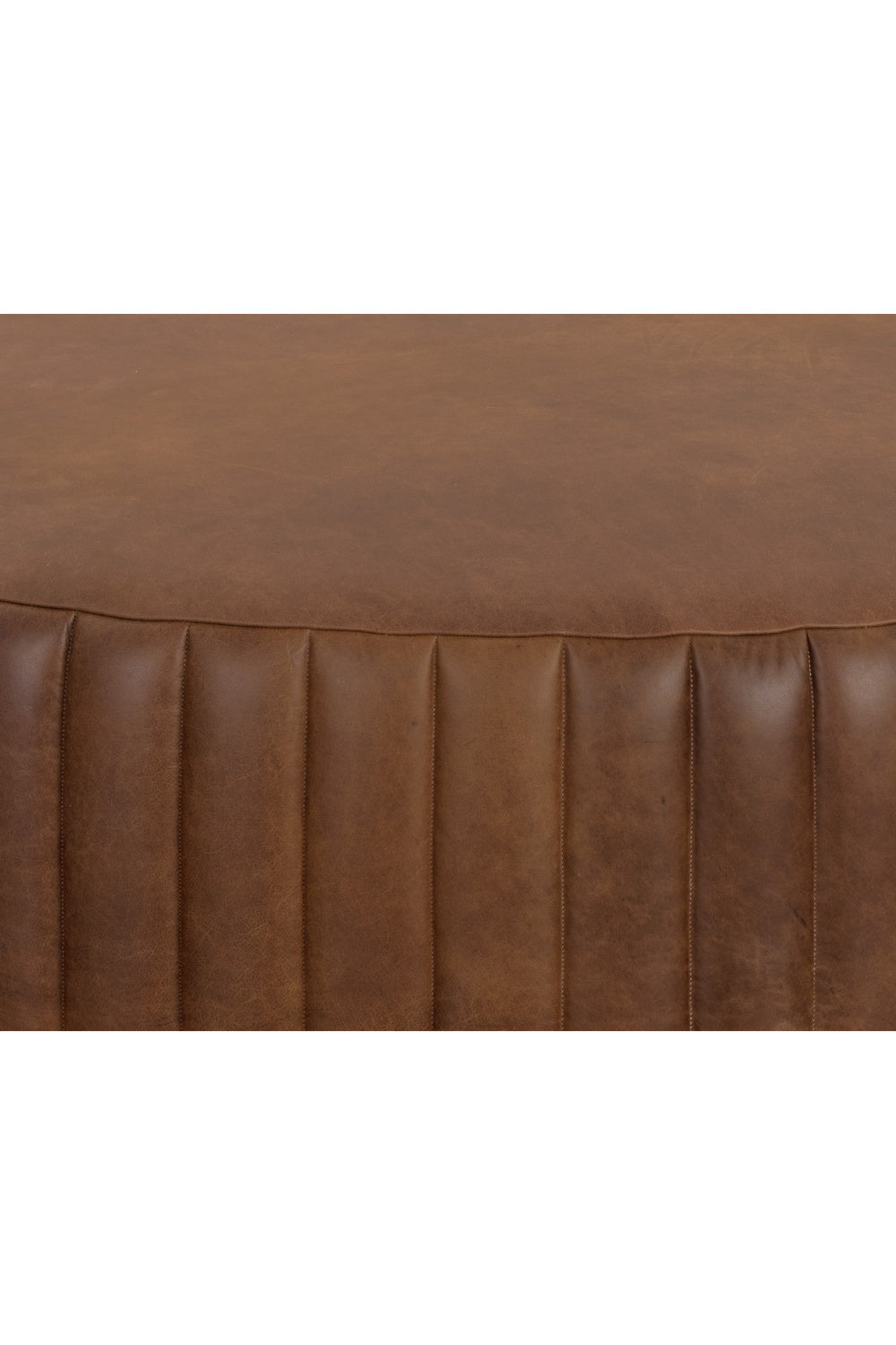 Modern European furniture - Tufted Edge Brown Leather Ottoman - www.oroa.com | Oroa.com