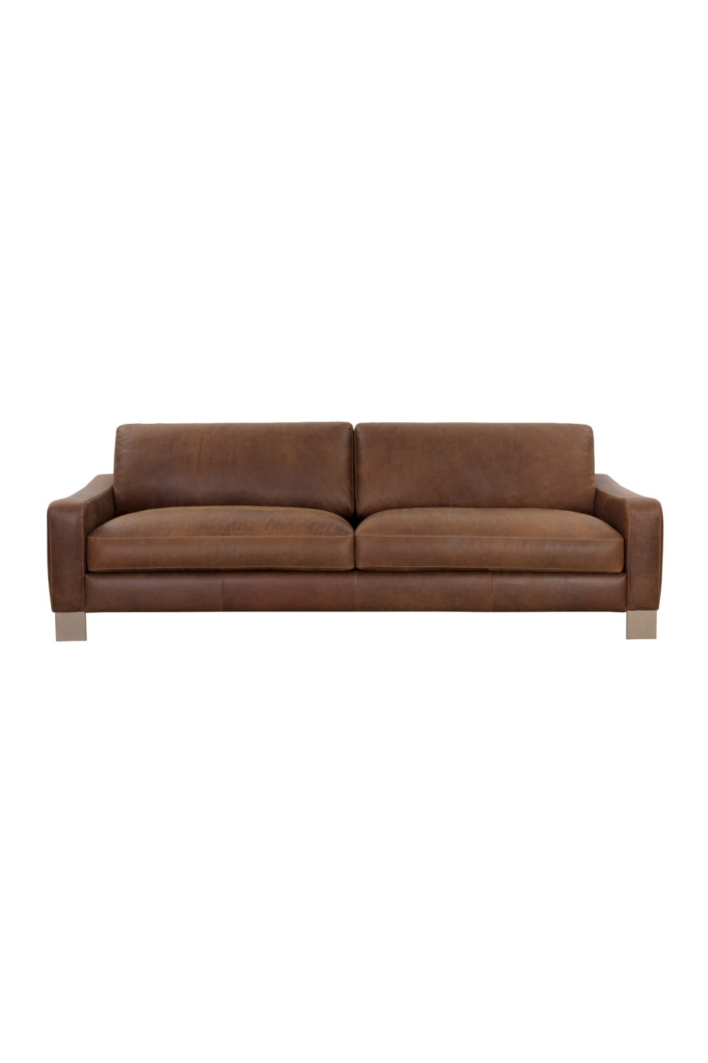 Modern European furniture - Stitched Panel Brown Leather Sofa - www.oroa.com | Oroa.com