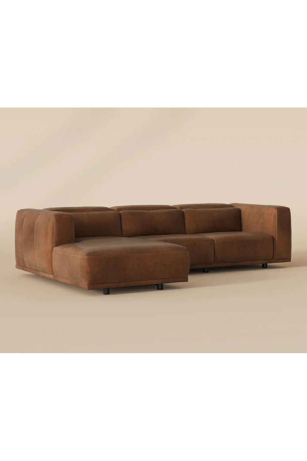 Modern European furniture - Brown Leather Chaise Sofa - www.oroa.com
