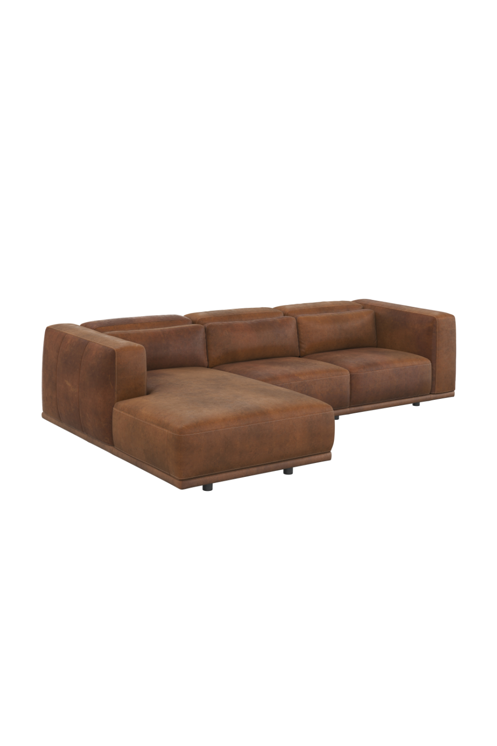 Modern European furniture - Brown Leather Chaise Sofa - www.oroa.com