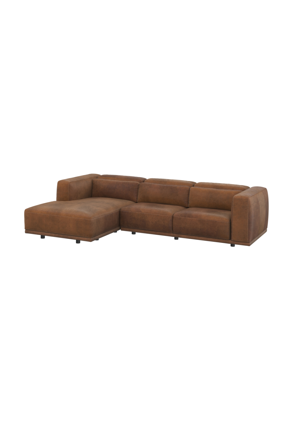 Modern European furniture - Brown Leather Chaise Sofa - www.oroa.com
