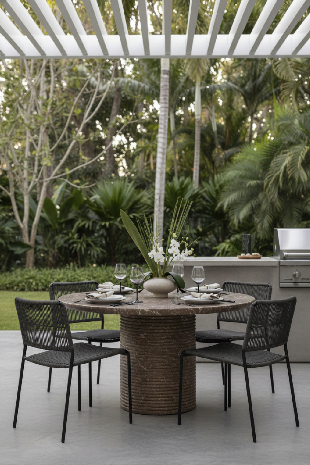 Modern European furniture - Round Indoor/Outdoor Marble Effect Dining Table - www.oroa.com | Oroa.com